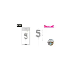 GENERICO - Vela de número 5 plateado 3.8*6CM