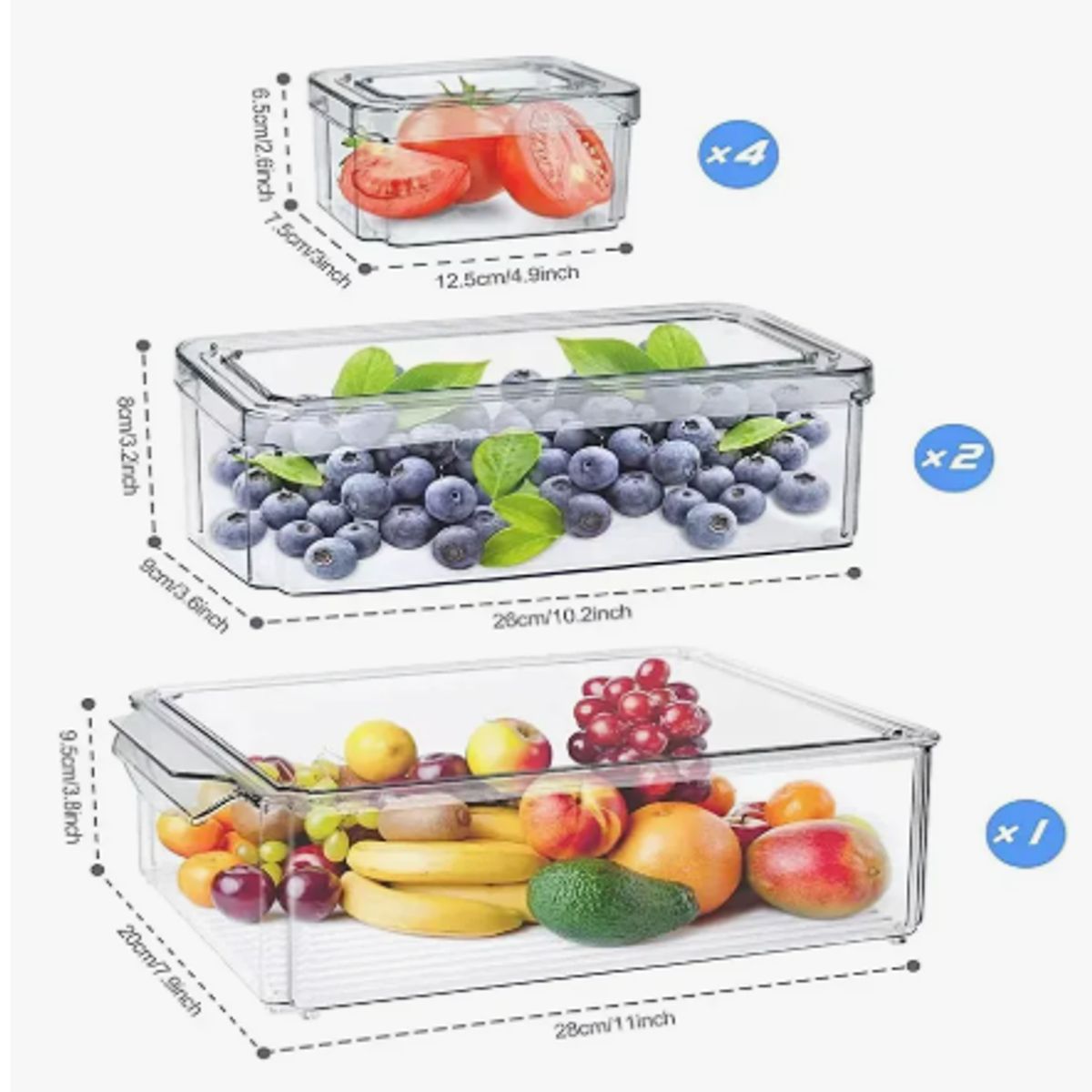 GENERICO - Organizador Refrigerador Cocina Set 7 Contenedores Con Tapa