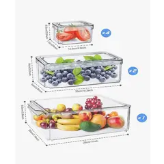 GENERICO - Organizador Refrigerador Cocina Set 7 Contenedores Con Tapa
