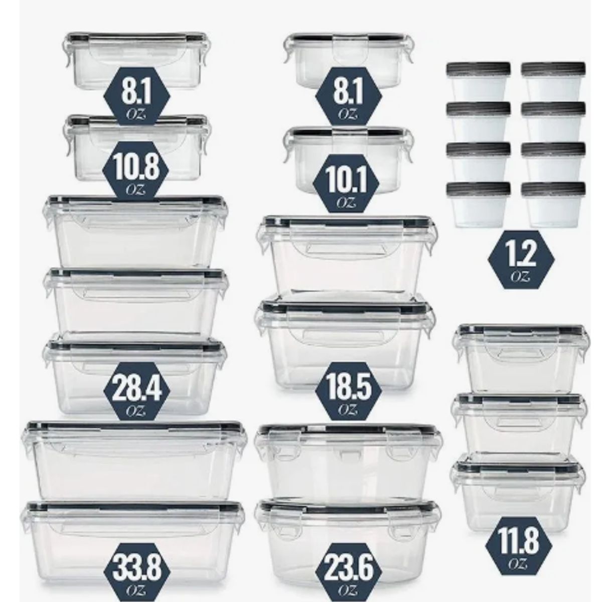 GENERICO - Organizador Refrigerador Cocina Set 24 Contenedores Con Tapa Clear