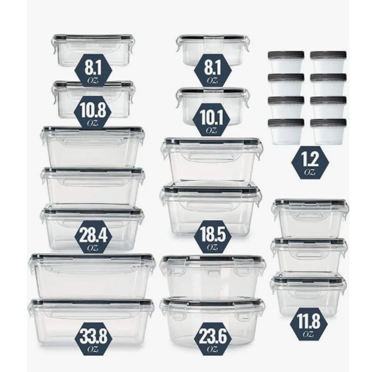 GENERICO - Organizador Refrigerador Cocina Set 24 Contenedores Con Tapa Clear