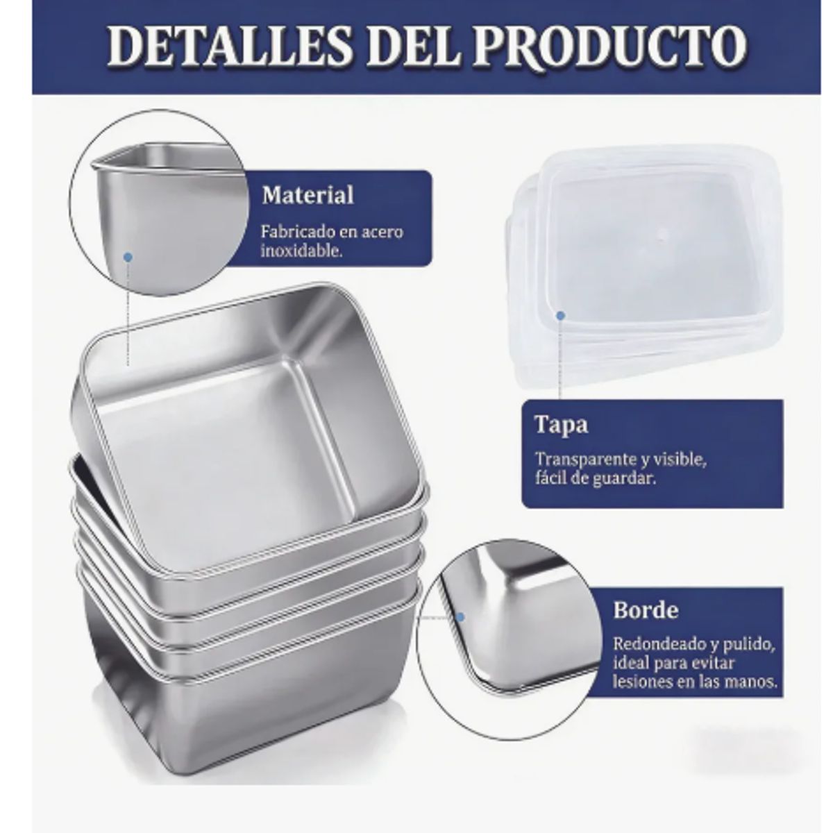 GENERICO - Recipientes Herméticos De Acero Inoxidable Para Cocina 6pzs Plata
