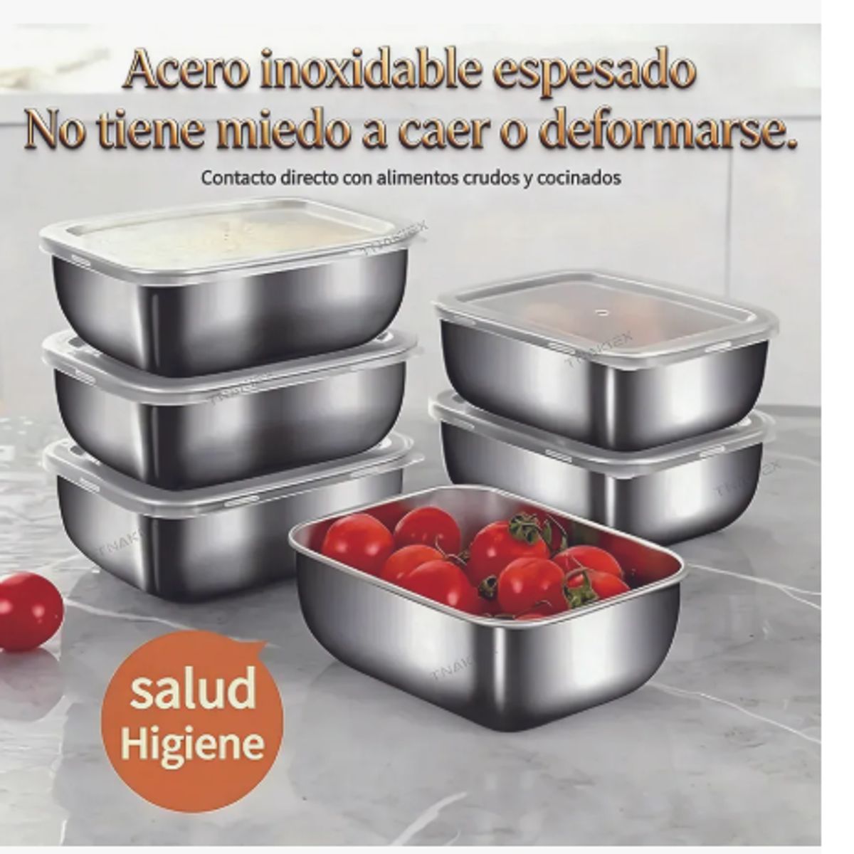 GENERICO - Recipientes Herméticos De Acero Inoxidable Para Cocina 6pzs Plata