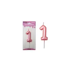 GENERICO - Vela de número 1 rosado 3.8*6cm