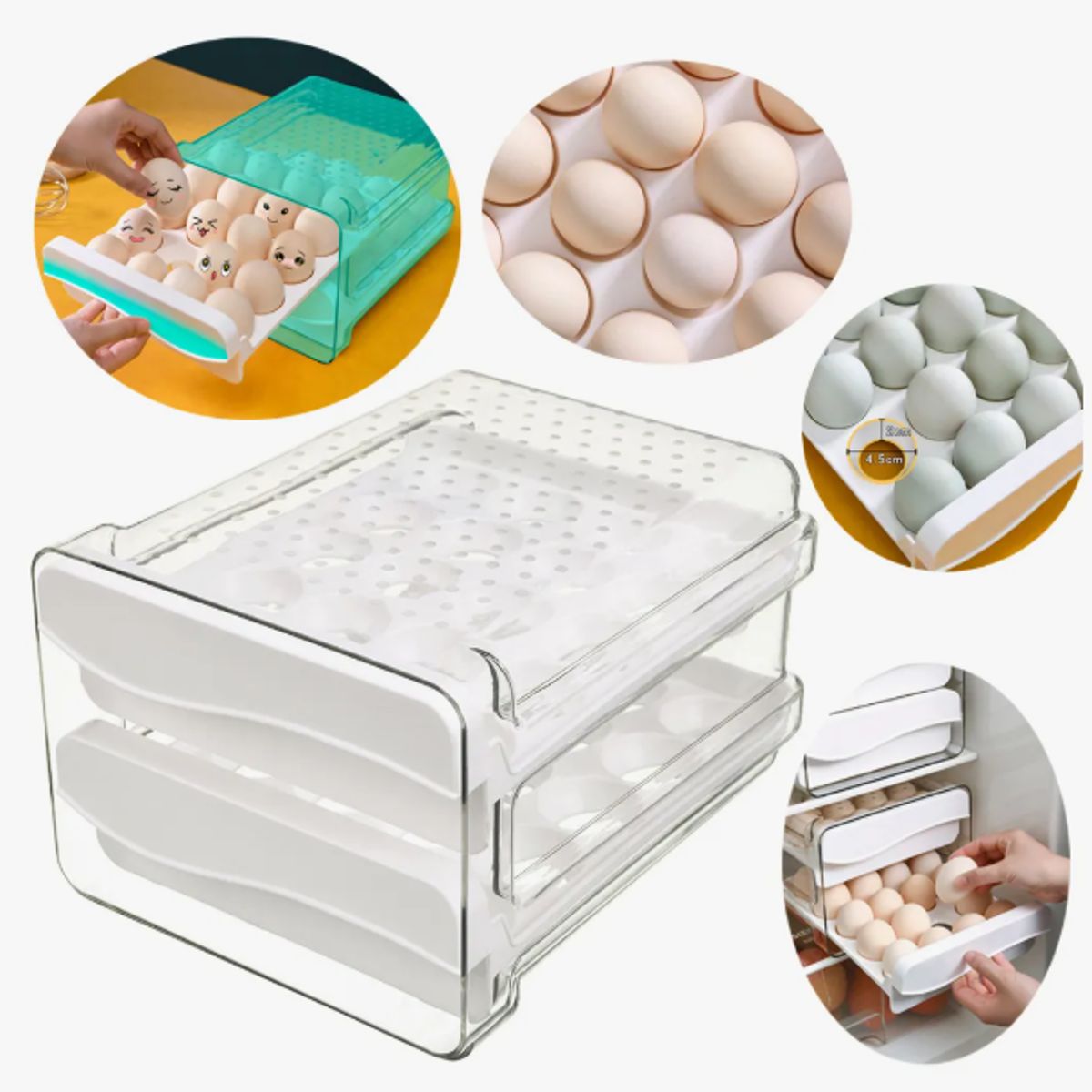 GENERICO - Organizador Cocina De 40 Huevos Para Refrigerador 2 Niveles