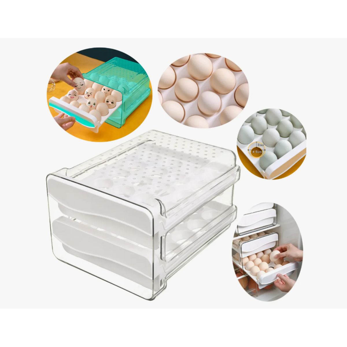 GENERICO - Organizador Cocina De 40 Huevos Para Refrigerador 2 Niveles