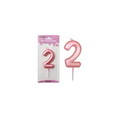 GENERICO - Vela de número 2 rosado 3.8*6cm