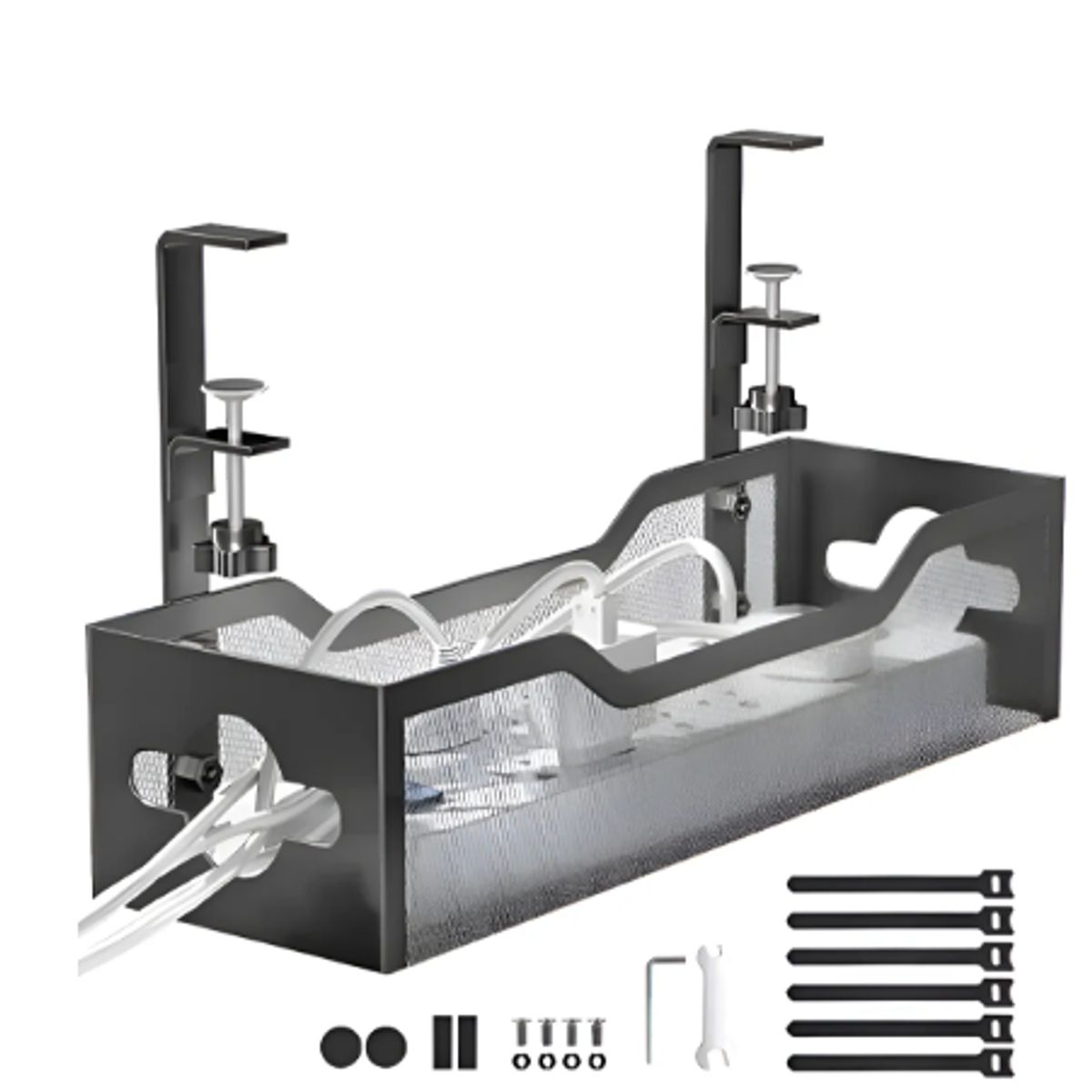 GENERICO - Organizador Cables Escritorio Bandeja Rejilla 34cm Negro