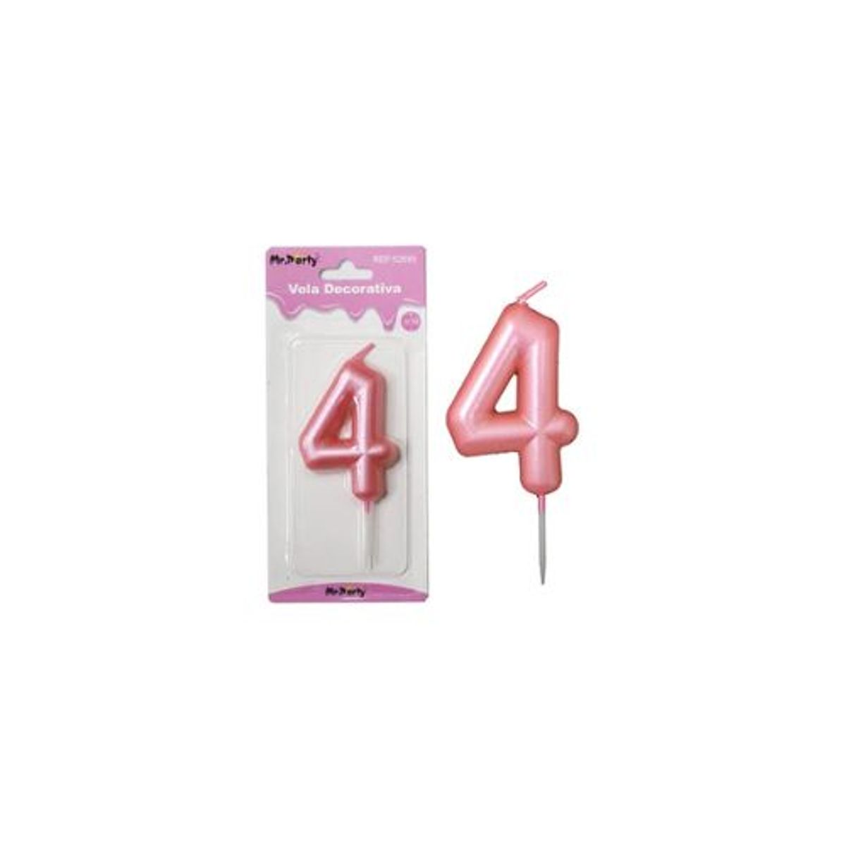GENERICO - Vela de número 4 rosado 3.8*6cm