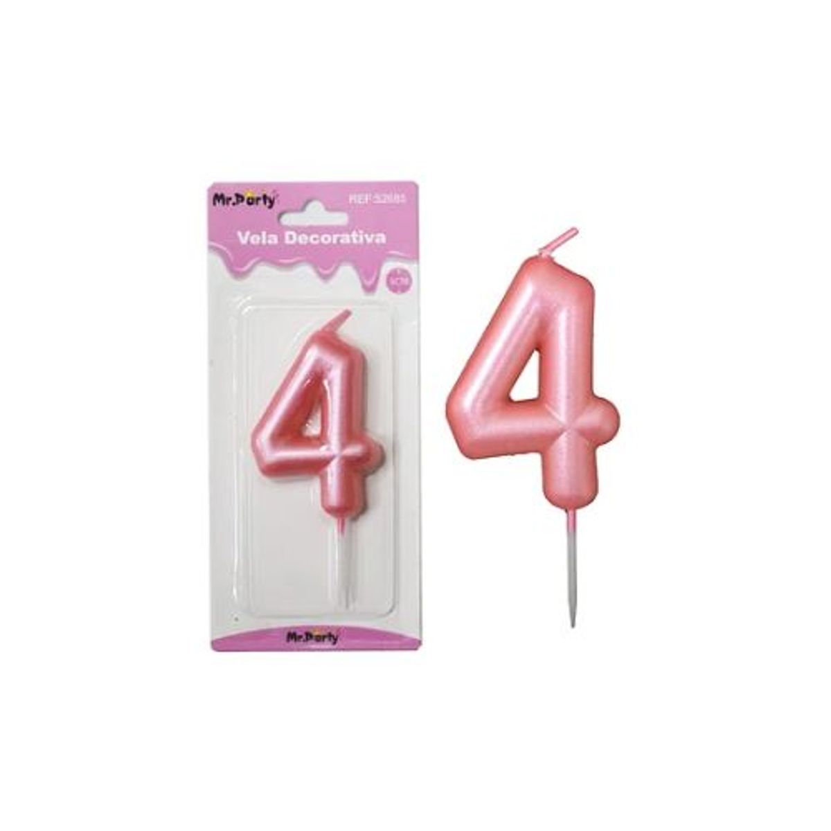 GENERICO - Vela de número 4 rosado 3.8*6cm
