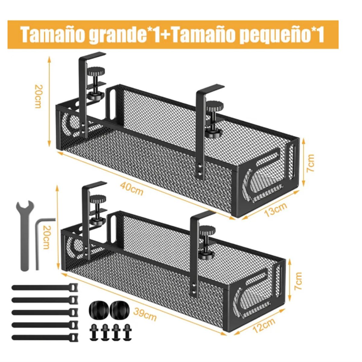 GENERICO - 2pcs Organizador Cables Escritorio Bandeja Rejilla