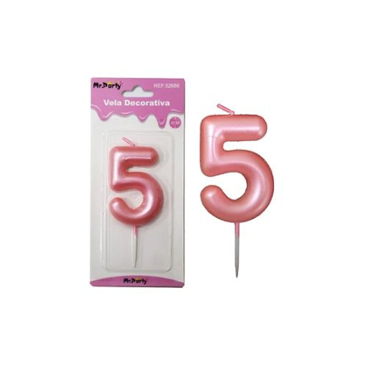 GENERICO - Vela de número 5 rosado 3.8*6cm