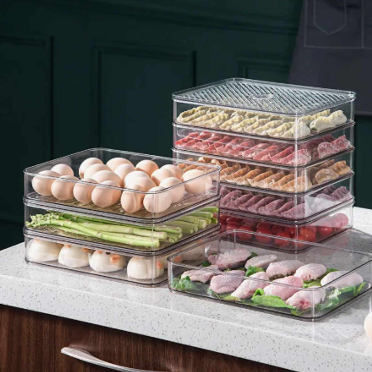 GENERICO - Contenedor Doble Jamón Y Queso Transparente Fiambres - Cukin