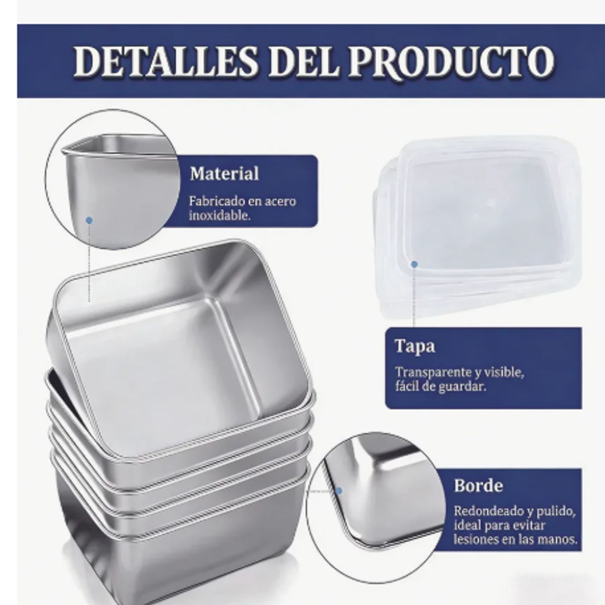 GENERICO - Recipientes Herméticos De Acero Inoxidable Para Cocina 6pzs Plata