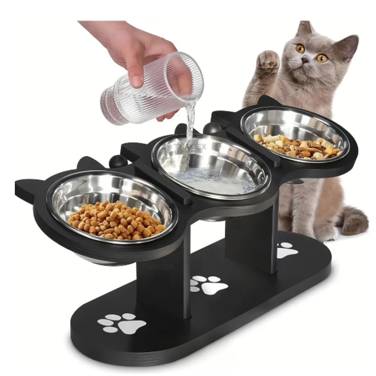 GENERICO - Comedero Bebedero Para Perro Gato Altura Ajustable Acero