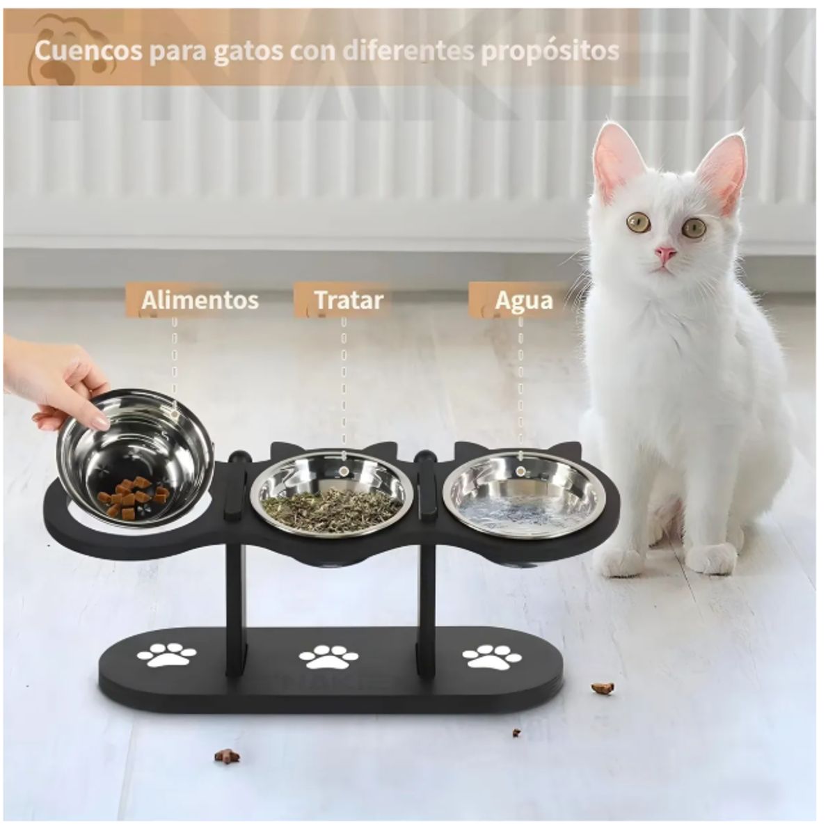GENERICO - Comedero Bebedero Para Perro Gato Altura Ajustable Acero