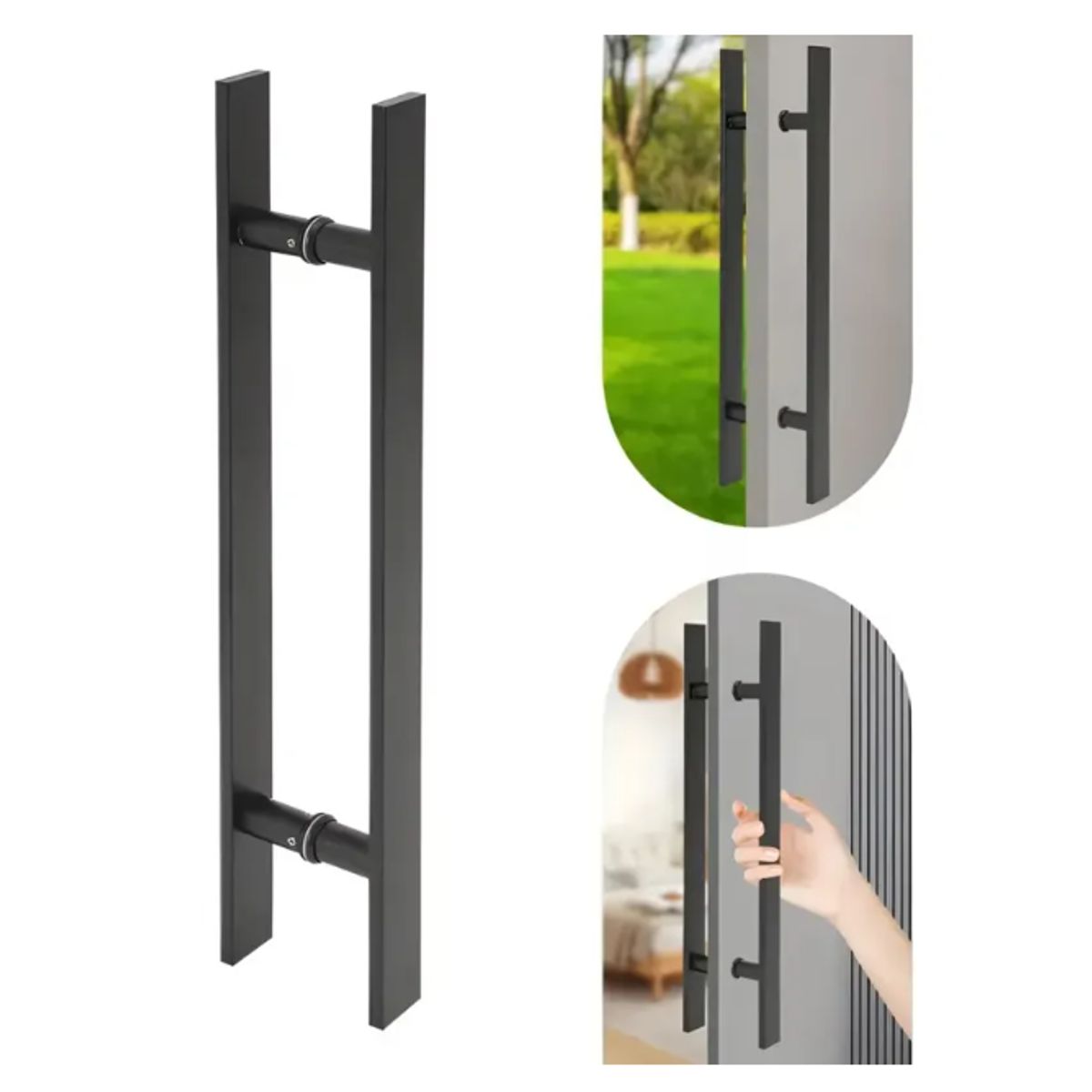 GENERICO - Manillon Doble Acero Inoxid 80cm Para Puerta Madera Cristal