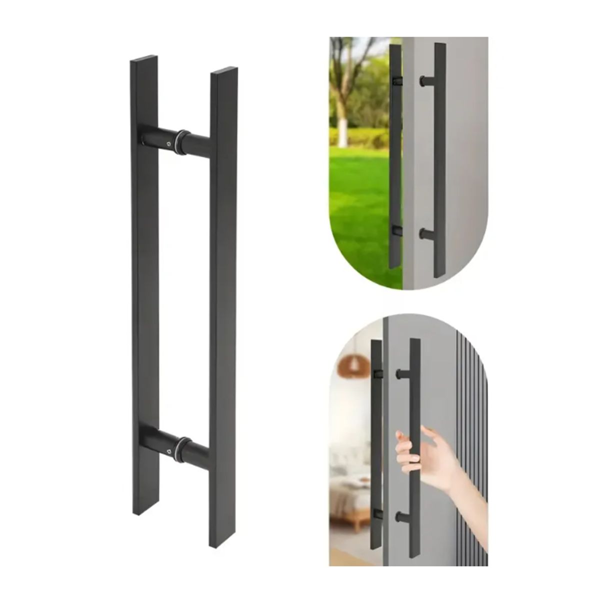 GENERICO - Manillon Doble Acero Inoxid 80cm Para Puerta Madera Cristal