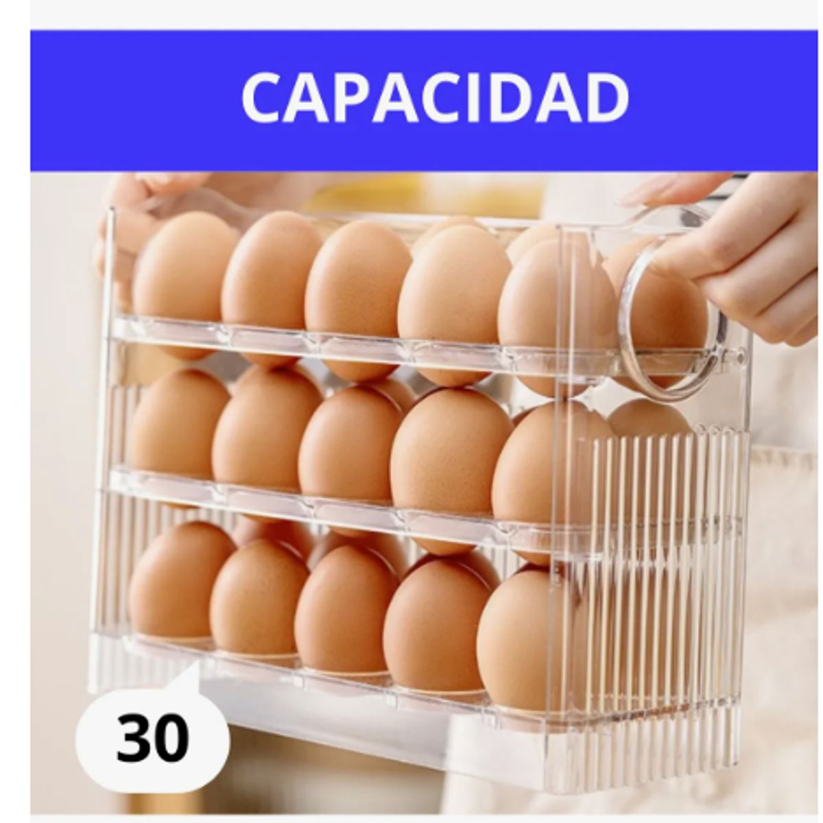 GENERICO - Organizador De Huevos Caja Para 30 Und Huevera Portahuevos Transparente