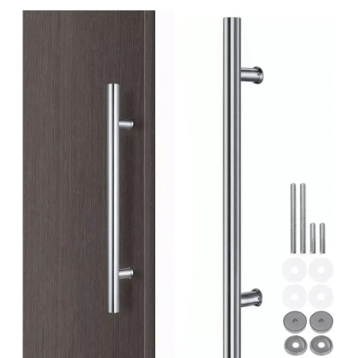 GENERICO - Manillon Puerta 120cm Para Varias Puertas Acero Inoxidable Plateado