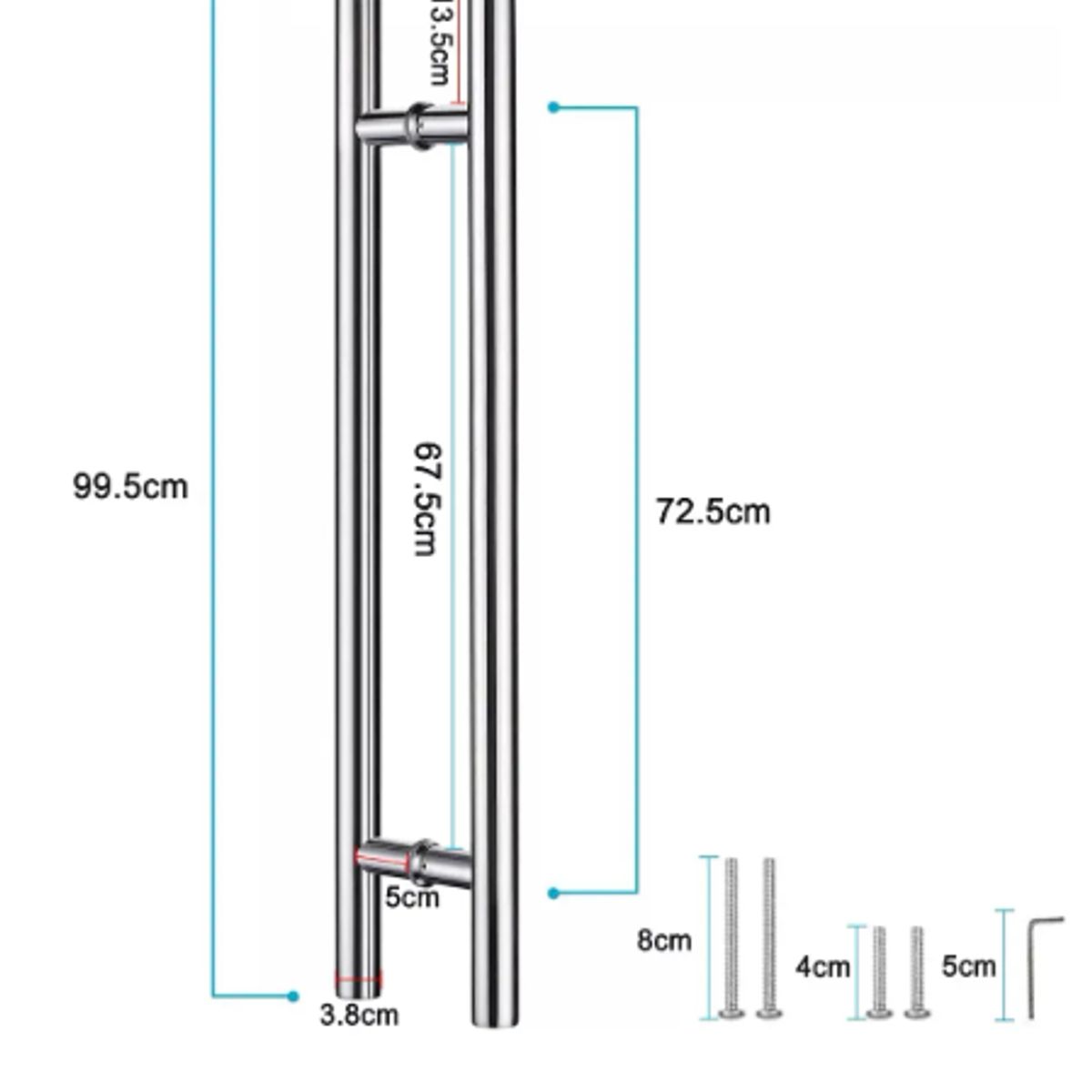 GENERICO - Manillon Doble Acero Inoxidable 100 Cm Para Puerta Madera Plateado