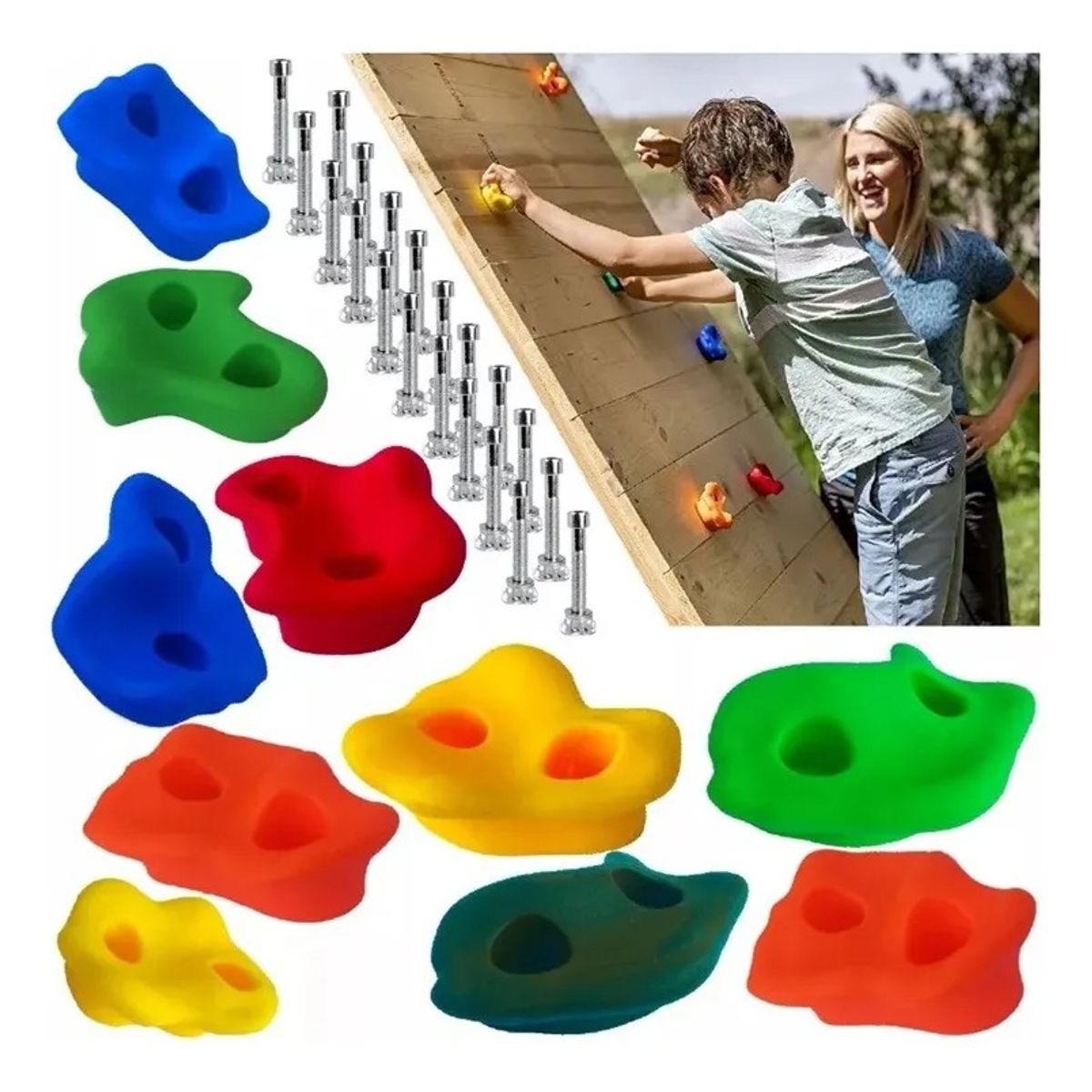 GENERICO - 32 Presas Piedras De Escalada Niños Con Tuercas Madera Muro