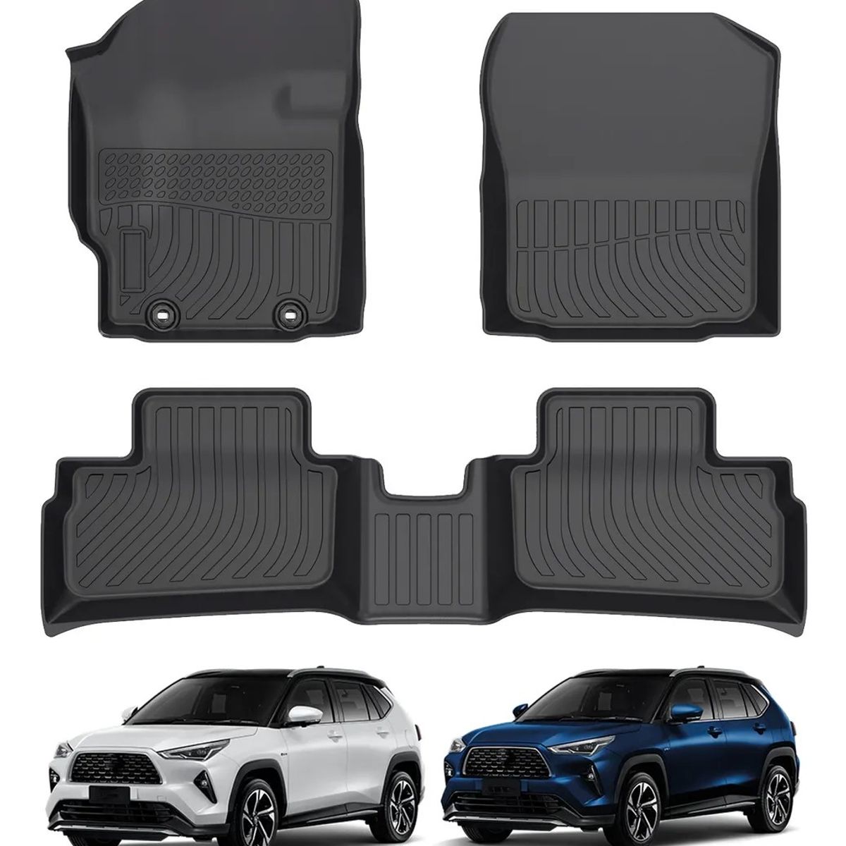 KUANGYE - Cubre Pisos Calce Perfecto Para Toyota Yaris Cross 3 Piezas Negro