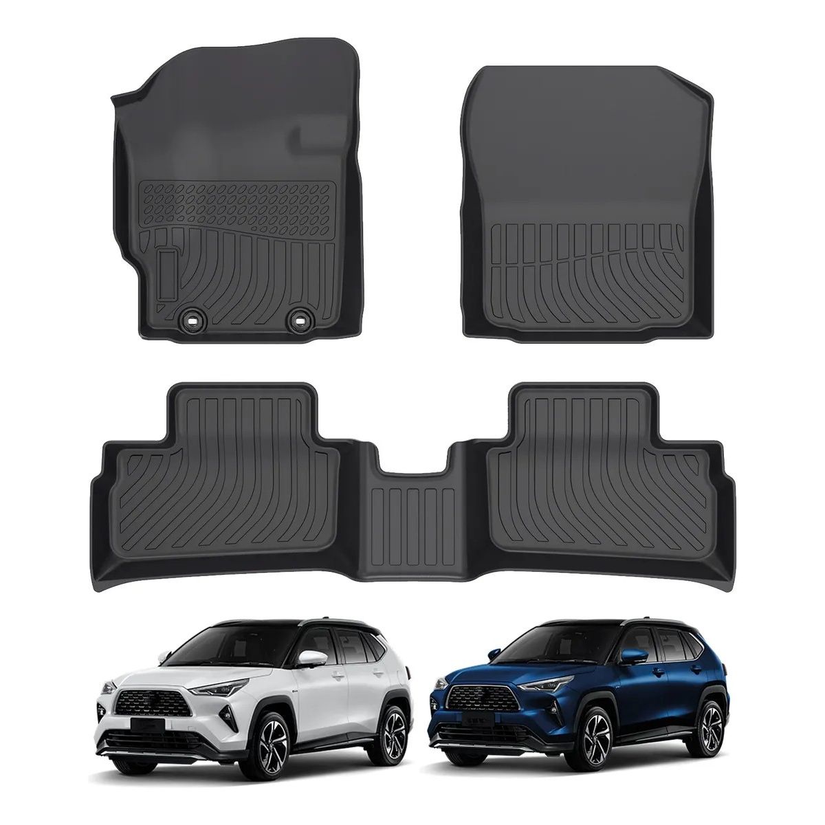 KUANGYE - Cubre Pisos Calce Perfecto Para Toyota Yaris Cross 3 Piezas Negro