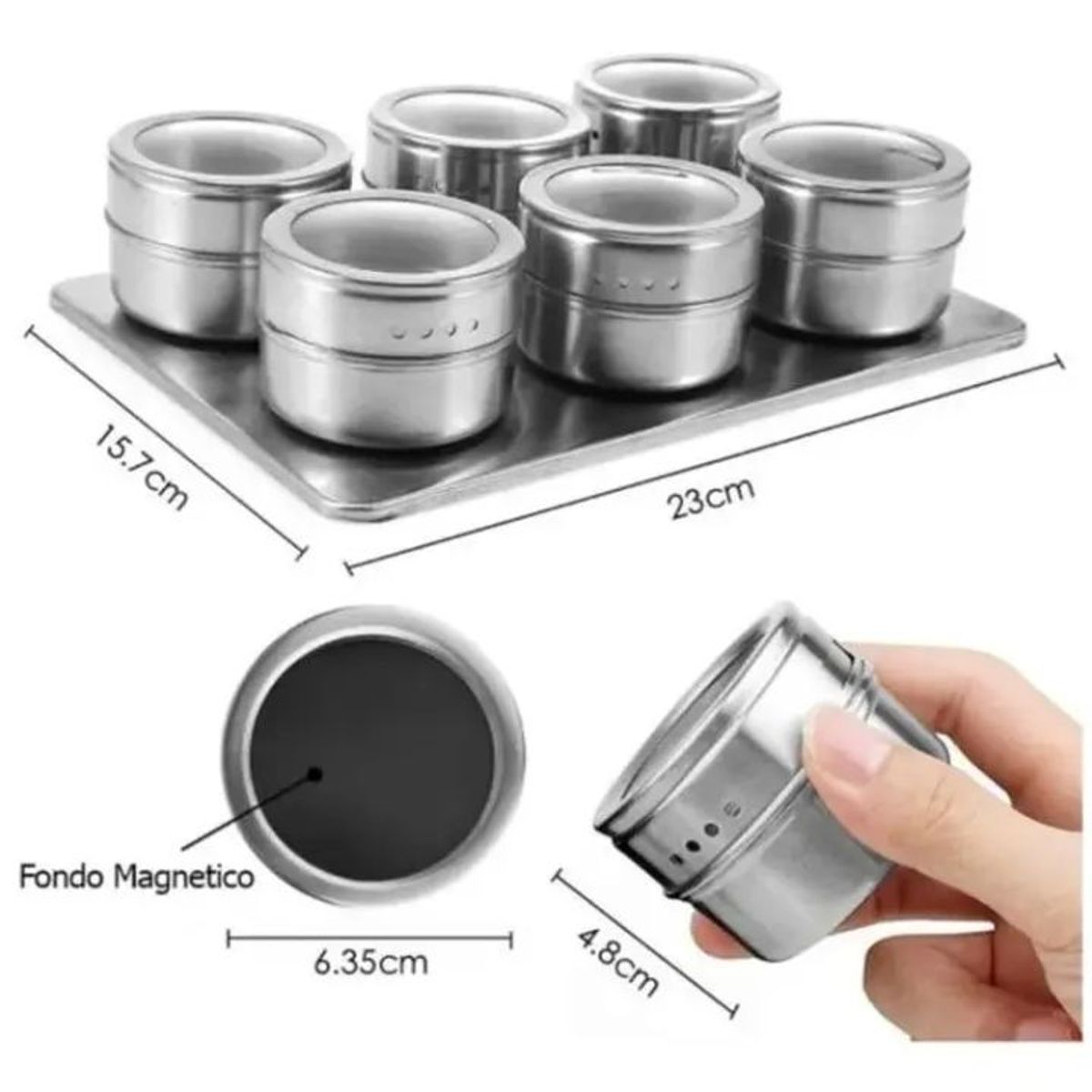 GENERICO - Organizador Condimentos Cocina 6 Piezas Frascos Especieros