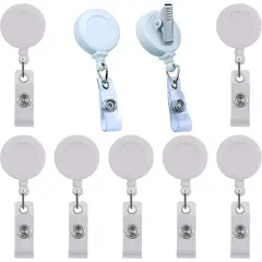 KUANGYE - Pack 100 Portacredencial Yoyos BlancoCarrete retráctil Soporte para Tarjetas de Identificación