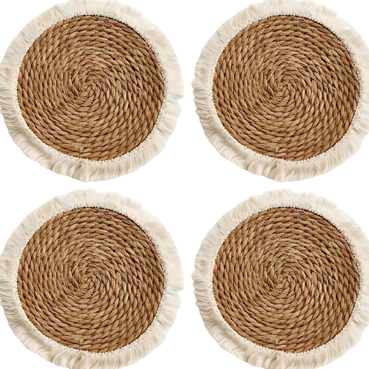 GENERICO - 4 Manteles Individual Yute Comedor Tejido 30 Cm Beige