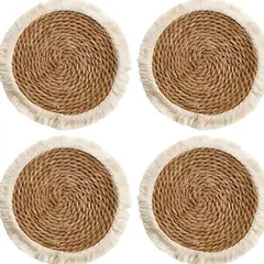 GENERICO - 4 Manteles Individual Yute Comedor Tejido 30 Cm Beige