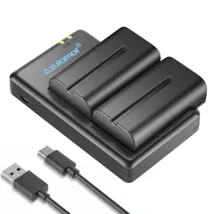 AZULAMAR - Np-f550 2x Batería Y Cargador P/ Neewer 660 Pro 480 176 160 Led RGB Luz Field F100 F500 Monitor