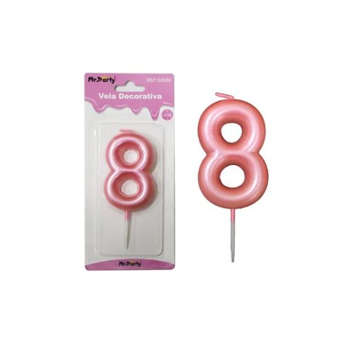 GENERICO - Vela de número 8 rosado 3.8*6cm