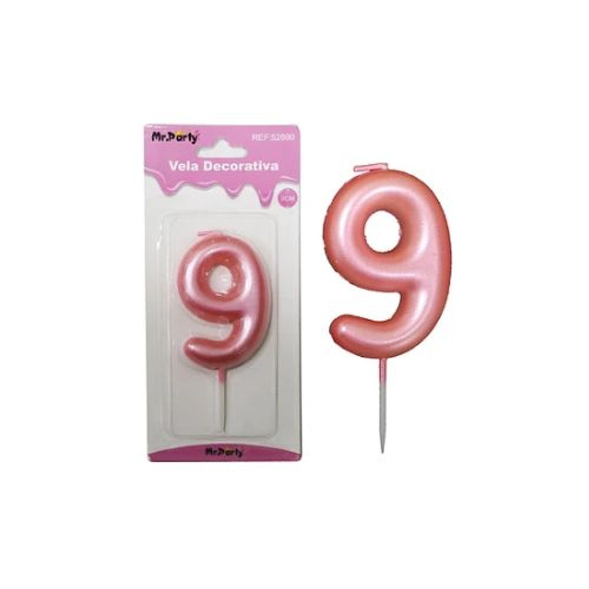 GENERICO - Vela de número 9 rosado 3.8*6cm