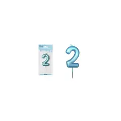 GENERICO - Vela de número 2 azul 3.8x6cm