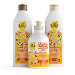 GOTA DOURADA - Kit Infantil Clubinho Rizados Shampoo Y Acondicionador + Crema de Peinar