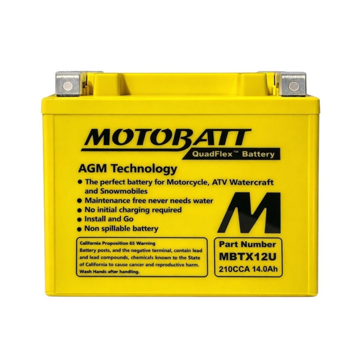 GENERICO - Bateria de Moto Motobatt MBTX12U 12V 14Ah  210 CCA  AGM