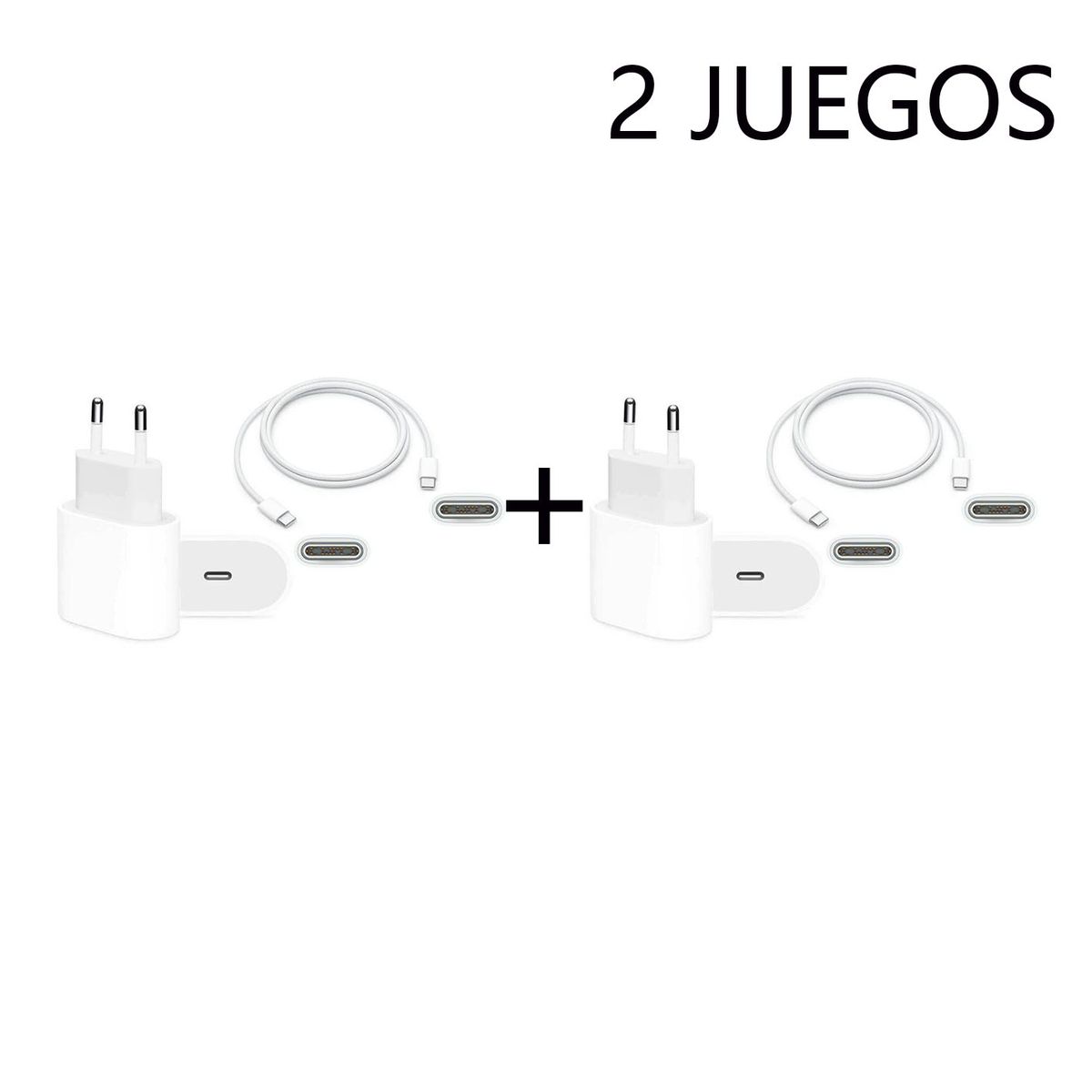 APPLE - Cargador Apple USB-C 20W A2347 Original Con Cable C Lightning 1mt 2pcs