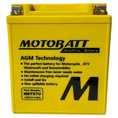 GENERICO - Bateria de Moto Motobatt MBTX7U 8Ah 12V 130 CCA AGM