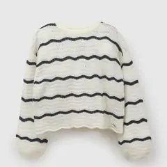COLLOKY - Sweater calado rayas tejido niña blanco 3/4A a 12/13A
