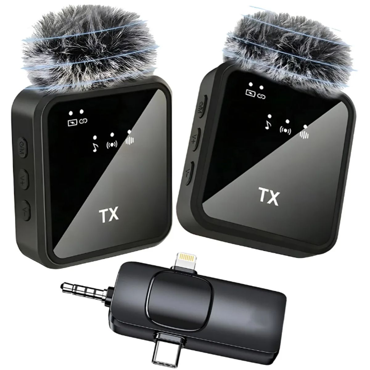 GENERICO - Pack 2 Microfonos Inalambrico 3 En 1 Para iPhone Android Pc