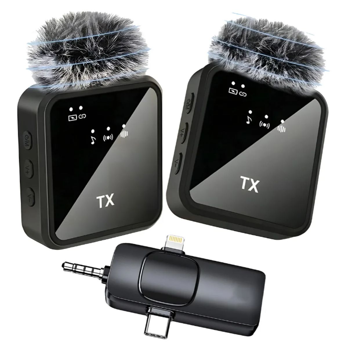 GENERICO - Pack 2 Microfonos Inalambrico 3 En 1 Para iPhone Android Pc