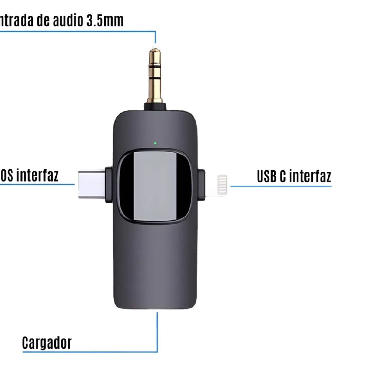 GENERICO - Pack 2 Microfonos Inalambrico 3 En 1 Para iPhone Android Pc