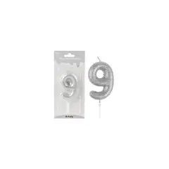 GENERICO - Vela de número 9 plateado metalico brillante 5.5cm