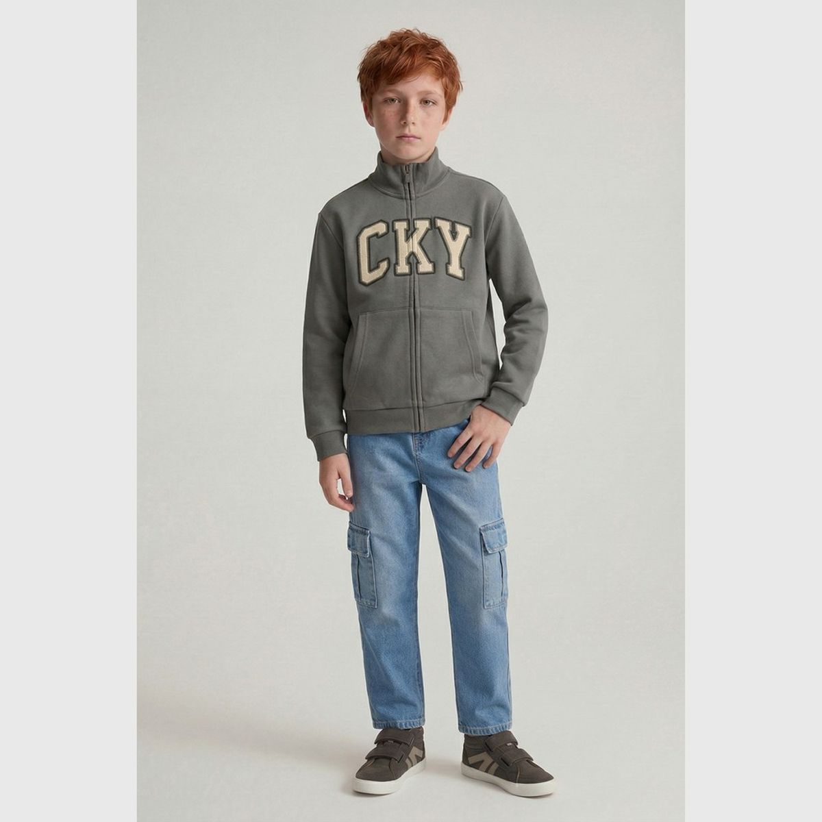 COLLOKY - Polerón Niño Algodón con Cierre Gris Colloky