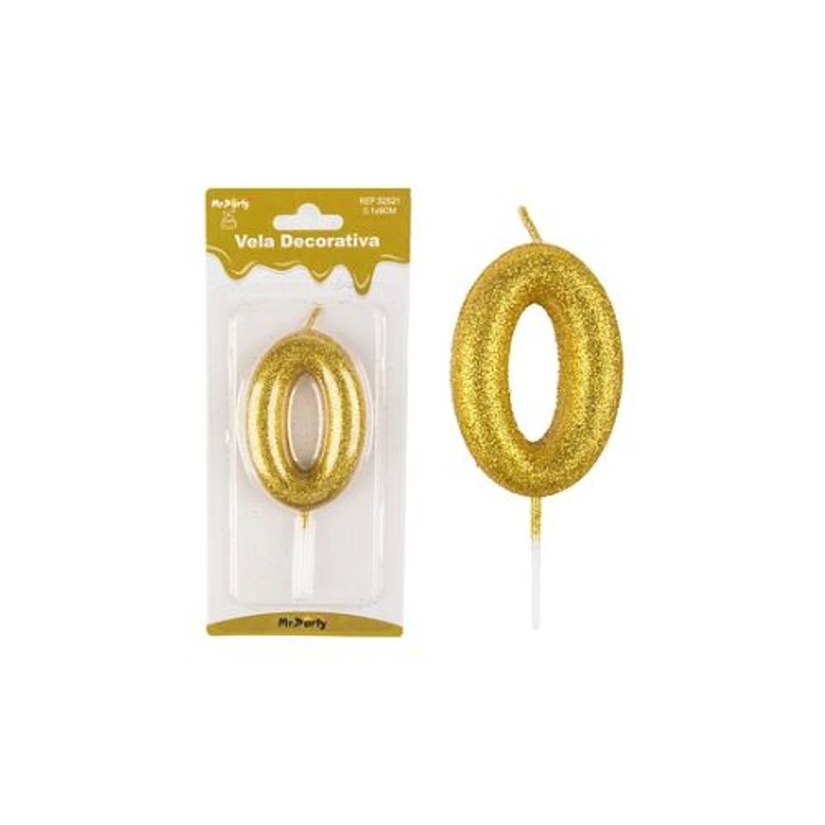 GENERICO - Vela de número 0 dorado metalico brillante 5.5cm