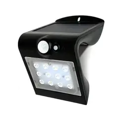 DRL LIGHTING - Foco Aplique Solar Muro Exterior 15w 220lm Ip65 Cálida 8h Negro