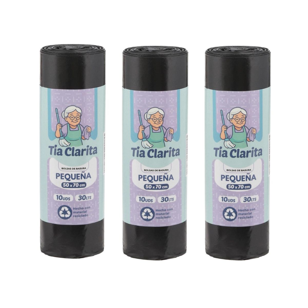 GENERICO - Bolsa de Basura 50*70 Tía Clarita - Pack 3 Rollos de 10 uds