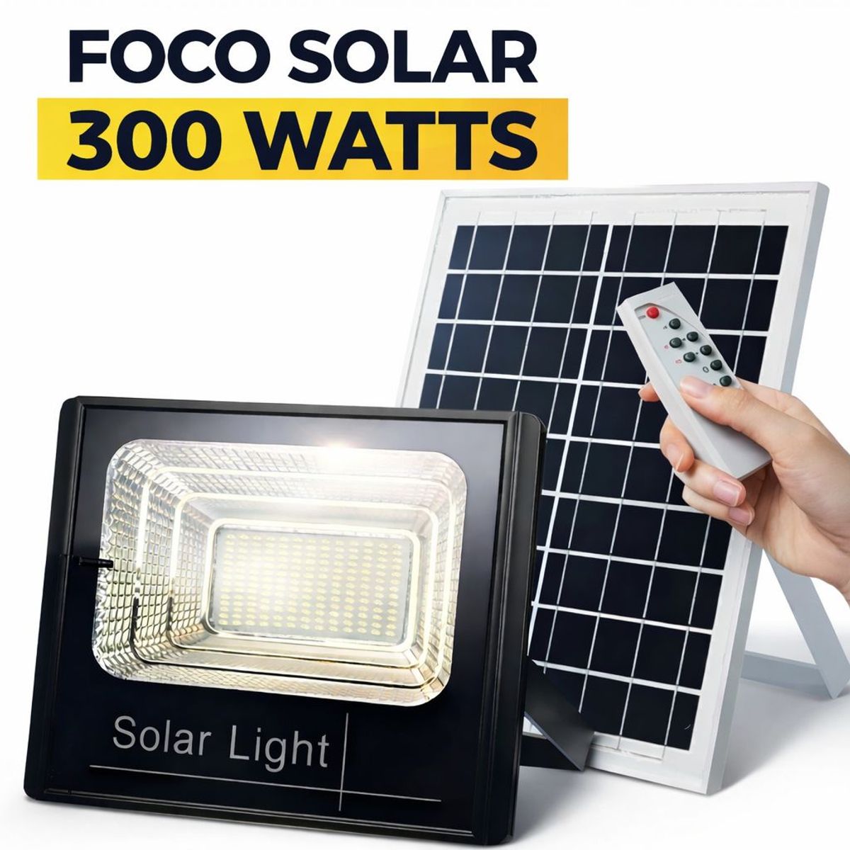 GENERICO - Foco Solar Reflector 300w Con Control Y Panel Color De La Carcasa Negro